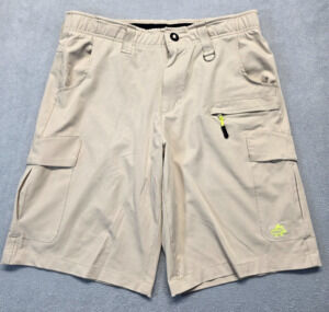 Loco Skailz Men's Cargo Fishing Shorts 34 Tan Performance Quick Size Waist 34
